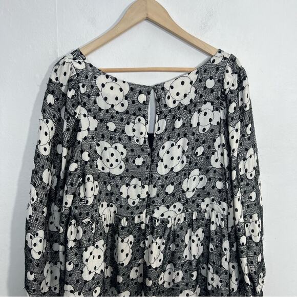 ANTHROPOLOGIE by Jane Black White Textured Floral Babydoll Dress Size 16 - Picture 10 of 16